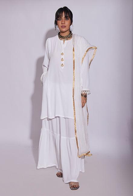 Gharara Skirt - White